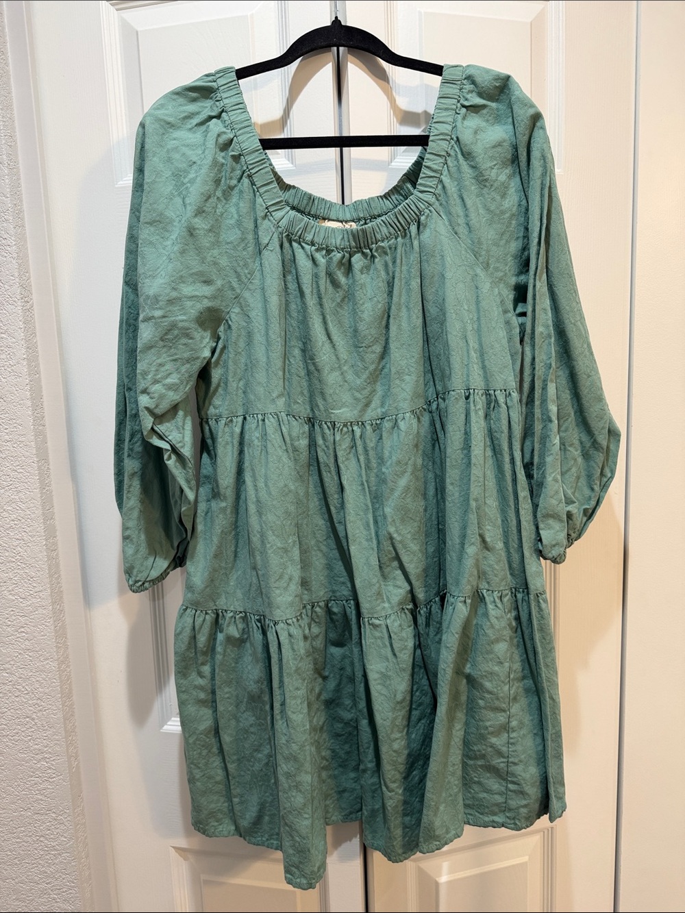 Universal Thread Smocked Tiered Peasant Dress in Sage Green with Pockets Size L